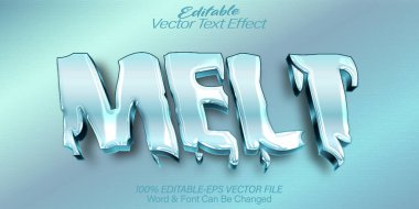 Erimiş Vektör Metin Efekti Düzenlenebilir Alfabe Soğuk Donmuş Mavi Buz