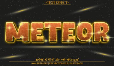 Meteor Vektörü Metin Efekti Düzenlenebilir Alfabe Yörüngesi Turuncu Çizgi Filmi