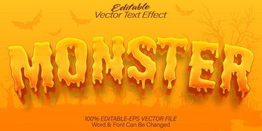 Canavar Vektör Metin Efekti Düzenlenebilir Alfabe Şirin Çizgi Filmi Ürkütücü