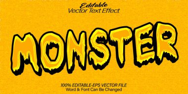 Canavar Vektör Metin Efekti Düzenlenebilir Alfabe Sarı Ürkütücü