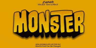 Canavar Vektör Metin Efekti Düzenlenebilir Alfabe Sarı Ürkütücü
