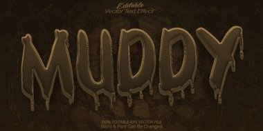 Çamurlu Vektör Metin Efekti Düzenlenebilir Alfabe Kahverengi Çamur Yolu