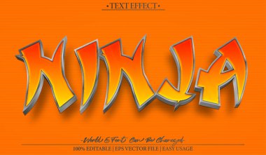Ninja Vektör Metin Efekti Düzenlenebilir Japon Samuray Kata