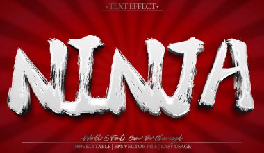 Ninja Vektör Metin Efekti Düzenlenebilir Japon Samuray Kata