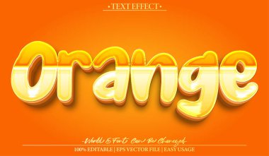 Turuncu Vektör Metin Efekti Düzenlenebilir Meyve Suyu Taze Tr