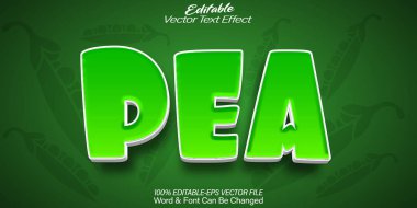 Bezelye Metni Efekti Düzenlenebilir Alfabe Yeşil Sebze Taze PI