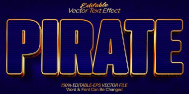 Korsan Vektör Metin Efekti Düzenlenebilir Mavi Deniz Şablonu Ca