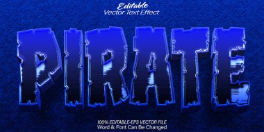 Korsan Vektör Metin Efekti Düzenlenebilir Mavi Deniz Şablonu Ca