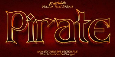 Korsan Vektör Metin Efekti Düzenlenebilir Alfabe Altın Deniz Şablonu 