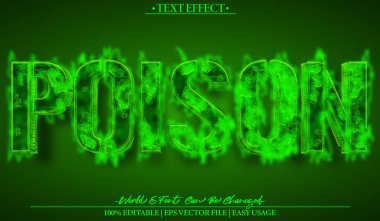 Zehirli Vektör Metin Efekti Düzenlenebilir Alfabe Zehirli Yeşil Tehlike 