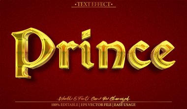 Prens Vektör Metin Efekti Düzenlenebilir Alfabe Kraliyet Efsanesi Krallığı