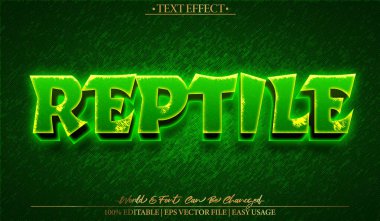 Sürüngen Vektör Metin Efekti Düzenlenebilir Alfabe Kertenkelesi Hayvan Yeşili