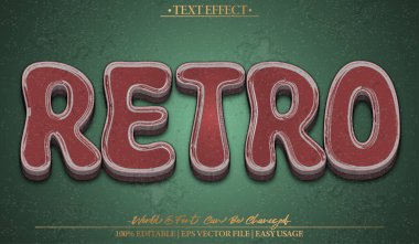 Retro Vektör Metin Efekti Düzenlenebilir Alfabe Klasik Histo