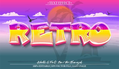 Retro Vektör Metin Efekti Düzenlenebilir Alfabe Disko Partisi 90 'lar Müziği