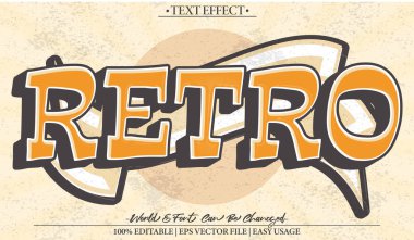 Retro Vektör Metin Efekti Düzenlenebilir Alfabe Karikatür Vintage