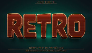Retro Vektör Metin Efekti Düzenlenebilir Alfabe Klasik Histo