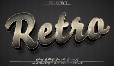 Retro Vektör Metin Efekti Düzenlenebilir Alfabe Karikatür Vintage