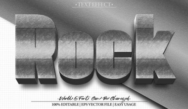 Kaya Vektörü Metin Efekti Düzenlenebilir Alfabe Kara Kaya Kömürü Ma