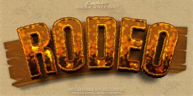 Rodeo Vektör Metin Efekti Düzenlenebilir Alfabe Batı Çöl Şerifi