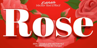 Gül Metni Efekti Düzenlenebilir Alfabe Romantizmi Kırmızı Sevgililer Günü Düğünü