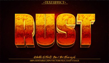 Paslı Vektör Metin Efekti Düzenlenebilir Alfabe Paslı Demir Kirli Antika