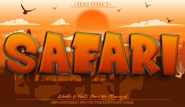 Safari Vektör Metin Efekti Düzenlenebilir Alfabe Vahşi Yaşam Forumu