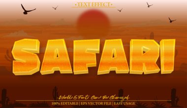 Safari Vektör Metin Efekti Düzenlenebilir Alfabe Vahşi Yaşam Forumu