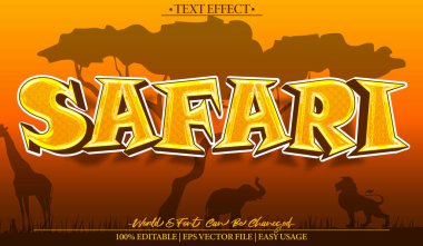 Safari Vektör Metin Efekti Düzenlenebilir Alfabe Vahşi Yaşam Forumu