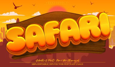 Safari Vektör Metin Efekti Düzenlenebilir Alfabe Vahşi Yaşam Forumu