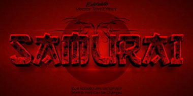 Samuray Vektör Metin Efekti Düzenlenebilir Japon Alfabesi Kırmızı Drago