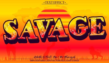 Savage Vektör Metin Efekti Düzenlenebilir Vahşi Vahşi Vahşi Vahşi R