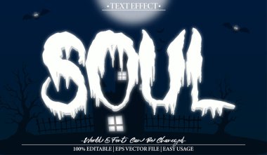 Ruh Vektörü Metin Efekti Düzenlenebilir Alfabe Beyaz Ruhani Ruh