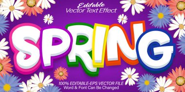 Bahar Vektörü Metin Efekti Düzenlenebilir Alfabe Sezon Çiçeği Flora