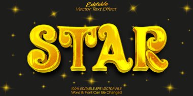 Yıldız Vektörü Metin Efekti Düzenlenebilir Alfabe Gökyüzü Sarı Işık Işığı