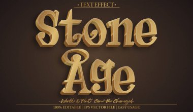 Taş Devri Vektör Metin Efekti Düzenlenebilir Alfabe Tarih Öncesi Alfabesi