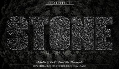 Taş Vektörü Metin Efekti Düzenlenebilir Alfabe Kara Kaya Kömürü M