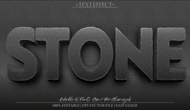 Taş Vektörü Metin Efekti Düzenlenebilir Alfabe Kara Kaya Kömürü M