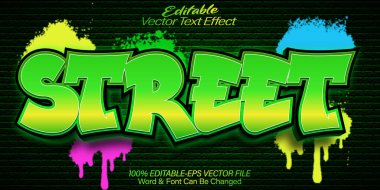 Sokak Vektörü Metin Efekti Düzenlenebilir Alfabe Yeşil Hip Hop Rap