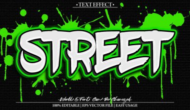 Sokak Vektörü Metin Efekti Düzenlenebilir Alfabe Yeşil Hip Hop Rap