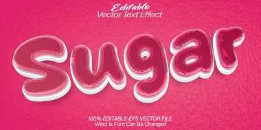 Şeker Vektörü Metin Efekti Düzenlenebilir Alfabe Şekeri Tatlı Pembe