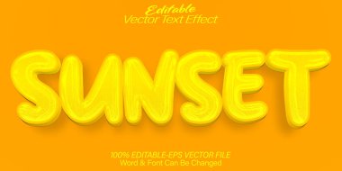 Sunset Vector Metin Efekti Düzenlenebilir Gün Doğumu Günışığı Alfabesi