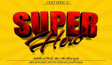 Süper Kahraman Vektör Metin Efekti Düzenlenebilir Alfabe Kırmızı Sarı Komi