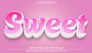Tatlı Vektör Metin Efekti Düzenlenebilir Alfabe Pembe Şeker Atıştırma Şekeri Şekeri