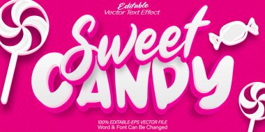 Tatlı Şeker Vektörü Metin Efekti Düzenlenebilir Alfabe Lezzetli Pembe Lol