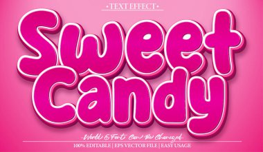 Tatlı Şeker Vektörü Metin Efekti Düzenlenebilir Alfabe Lezzetli Pembe Lol