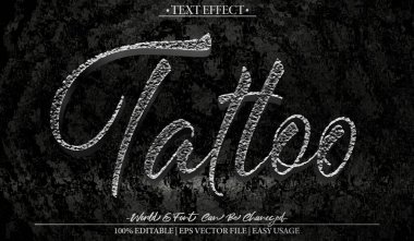 Dövme Vektörü Metin Efekti Düzenlenebilir Alfabe Siyah Mürekkep Tasarımı Sanatı