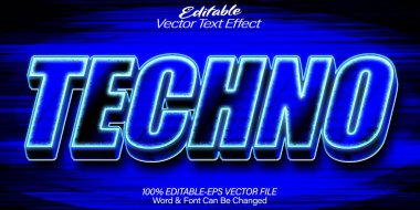 Tekno Vektör Metin Efekti Düzenlenebilir Alfabe Partisi Retro Dijital Efekti 