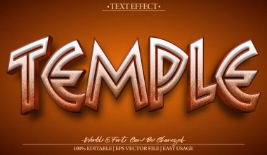 Tapınak Vektörü Metin Efekti Düzenlenebilir Alfabe Dini Tarihi Yayı