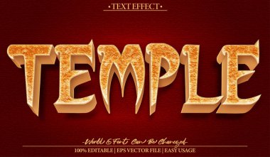 Tapınak Vektörü Metin Efekti Düzenlenebilir Alfabe Dini Tarihi Yayı