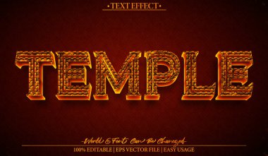 Tapınak Vektörü Metin Efekti Düzenlenebilir Alfabe Dini Tarihi Yayı